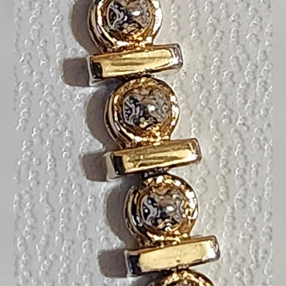 Vintage Gold Tone Sterling Silver Tennis Bracelet - Picture 10 of 11